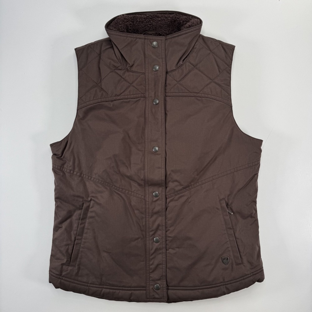 KUHL Celeste Sherpa Fleece Lined Vest Small Brown Snap/Full Zip Never Worn